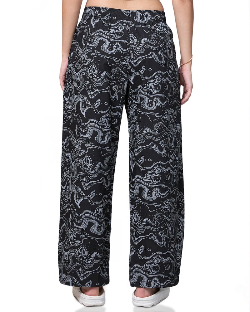 bewakoof Women's Black All Over Printed Wide Leg Pyjamas - Image 3